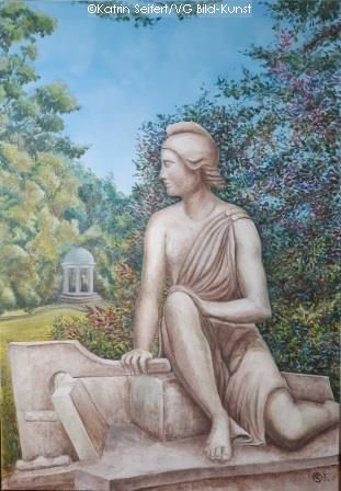 Statue im Park, Gemälde, Katrin Seifert
