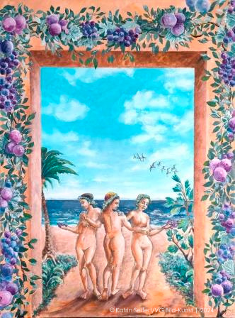 Fresco secco, Pompeji, Grazien, Katrin Seifert